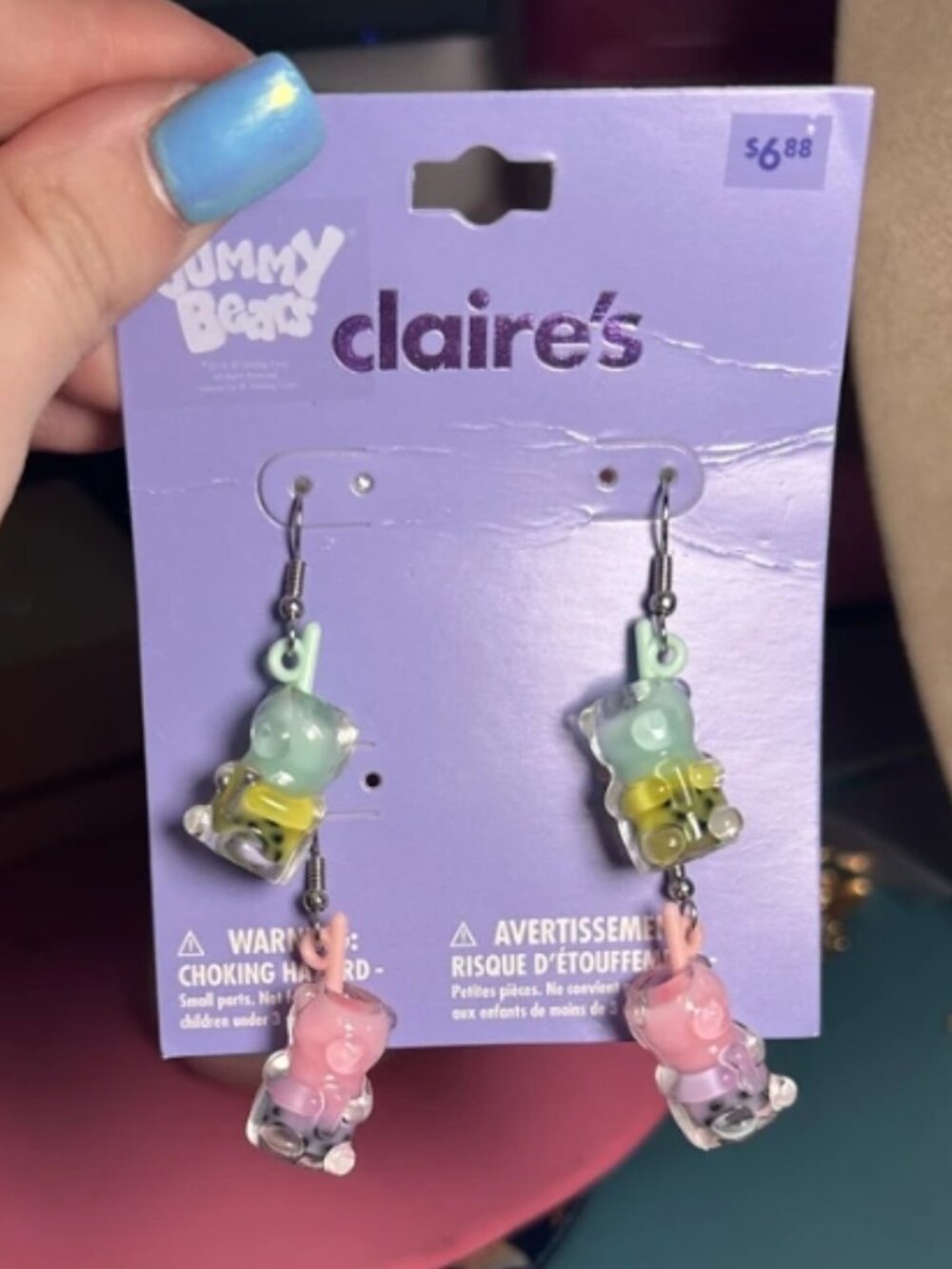 Claire's Gummy Bears Pastel Beaded Dangle Earrings NWT Cute Kawaii